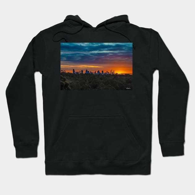 Melbourne sunset from Yarra Boulevard Hoodie by VickiWalsh